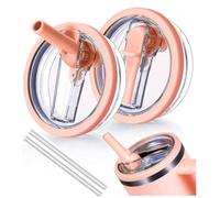 Lot de 2 couvercles de rechange avec paille à rabat pour Stanley H2.0 Quencher, 1200 ml, rose - Couvercles de rechange anti-déversement pour accessoires de tasse Stanley