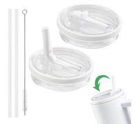 Lot de 2 couvercles de rechange pour gobelet Stanley Cup de 100 ml, réutilisables, anti-basculement, avec paille, accessoires de rechange, blancs