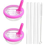 Lot de 2 couvercles de rechange pour gobelet Stanley Quencher H2.0 de 0,89 l, ne convient pas à iceflow de 0,89 l, couvercle réutilisable avec 4 pailles et 1 brosse de nettoyage