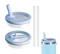 Lot de 2 couvercles de rechange, pour gobelets Stanley de 100 ml, avec paille à rabat, réutilisables, anti-fuite et anti-poussière, pour accessoires Stanley Cup (2 pièces, bleu)