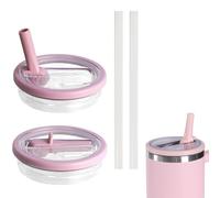 Lot de 2 couvercles de rechange, pour gobelets Stanley de 100 ml, avec paille à rabat, réutilisables, anti-fuite et anti-poussière, pour accessoires Stanley Cup (2 pièces, rose)