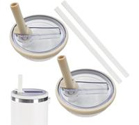Lot de 2 couvercles de rechange, réutilisables, anti-fuite et anti-poussière, avec paille, pour accessoires Stanley Cup (Blanc)