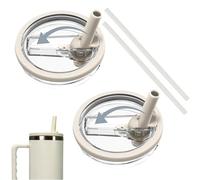 Lot de 2 couvercles de rechange, réutilisables, anti-fuite et anti-poussière, avec paille, pour accessoires Stanley Cup (blanc)
