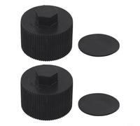 Lot de 2 couvercles de vidange de filtre à sable avec joint de rechange compatible avec SD35, SD40, SD60, SD70 - Accessoires d'équipement de piscine en plastique noir - 6 x 6 x 15 cm