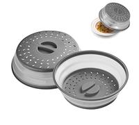 Lot de 2 couvercles pliables pour micro-ondes - Anti-éclaboussures - Rond - 26,7 cm - Avec poignée - Passe au lave-vaisselle et sans BPA