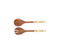 - Lot de 2 couverts à salade Daisy - Bois d'acacia - Marron