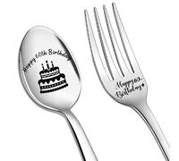 Lot de 2 couverts d'anniversaire pour homme et femme - Fourchette et cuillère - Cadeau d'anniversaire pour grand-père et grand-mère - Cadeau d'anniversaire pour 60 ans - Couverts de Noël