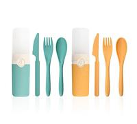 Lot de 2 Couverts de Voyage Portables - Set Réutilisable en Plastique pour Travail, Voyages, Pique-niques, Camping