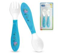Lot de 2 couverts en plastique unisexe avec cuillère et fourchette, personnage George Pig, facile à tenir pour bébé ou enfant, idéal pour les enfants de 6 mois et plus