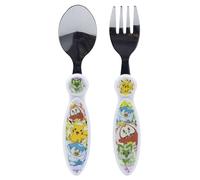 Set de 2 couverts pour enfants en acier inoxydable composé d'une fourchette et d'une cuillère Pokemon