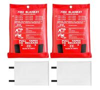 Lot de 2 couvertures anti-incendie en fibre de verre DIN EN 1869:2019 - Pour cuisine, cheminée, barbecue, camping, voiture - 120 x 120 cm