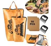 Lot de 2 couvertures de barbecue pour reposer la viande, fumoir réutilisable, sac de repos isotherme de grande capacité avec pattes d'ours, couverture de poitrine pour bœuf/porc/épaules/dindes