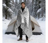 Lot de 2 couvertures d'urgence thermiques en mylar pour équipement de camping robuste, premiers secours (209,8 x 142,2 cm, argenté)