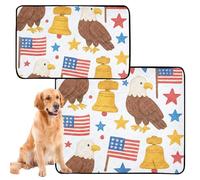 Lot de 2 couvertures d'urine pour chiens - Tapis antidérapant lavable pour voiture 61 x 91,4 cm + 91,4 x 106,7 cm - 4th_juillet_Eagles_image_livre_motif