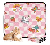 Lot de 2 couvertures d'urine pour chiens - Tapis boueux lavables et antidérapants pour chiens pour voiture et avion, 61 x 91,4 cm + 91,4 x 106,7 cm, échiquier déformé à carreaux, grenouille, animal,