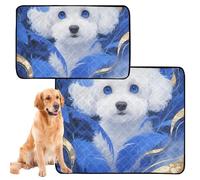 Lot de 2 couvertures hygiéniques pour chiens - Plateau antidérapant pour pelouse - 61 x 91,4 cm + 91,4 x 106,7 cm - Bichon frisé blanc