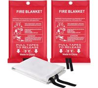 Lot de 2 couvertures ignifuges en fibre de verre - 39,3 x 99,8 cm - Couverture de survie d'urgence contre le feu - Réutilisables pour la maison, la cheminée, la voiture, la cuisine, l'entrepôt, le bureau