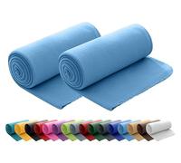 Lot de 2 couvertures molletonnées réversibles 130 x 160 cm, Tissu, bleu, 130 x 160 cm