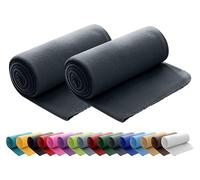 Lot de 2 couvertures molletonnées réversibles 130 x 160 cm, Tissu, Gris foncé, 130 x 160 cm