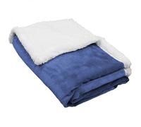 Lot de 2 couvertures, plaids polaires pour enfant 75 x 100 cm en flanelle et sherpa ultra doux - Bleu - Monsieur Bébé