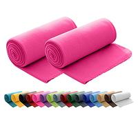 Lot de 2 couvertures Polaires oekoTex 130x160 cm env. 400g avec Anti-Boulochage et Bord ourlé Rose