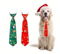 Lot de 2 Cravates réglables pour Animaux, Motif de Noël, Taille Unique 45-60 cm, pour Chien ou Chat, décoration Festive et séances Photo
