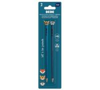 Lot de 2 crayons triangulaires renard et tigre