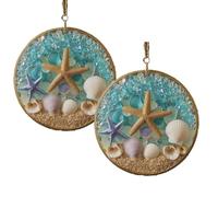Lot de 2 crèches de Noël en verre fabriquées à la main avec coquillages, décoration en acrylique pour les amateurs de plage, vacances, décoration d'arbre de Noël