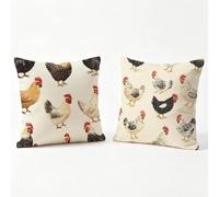 Lot de 2 Crème Housse de Coussin Extérieur Imperméable, Poulet (2) Housse Coussin 80 x 80 cm, Double Face Imprimée Taie d'oreiller en Lin, Coussins Decoratif pour Canape Jardin Salon Chaise Lit y0-335