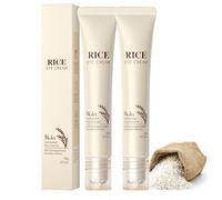 Lot de 2 crèmes contour des yeux à l'extrait de riz naturel à l'acide hyaluronique - Soin des yeux coréen contre les rides, les cernes et les poches sous les yeux - Crème hydratante anti-âge pour une