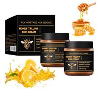 Lot de 2 crèmes hydratantes au suif, hydratant visage intensément nourrissant, 100% suif biologique nourri à l'herbe et miel sauvage, convient à tous les types de peau, formule naturelle