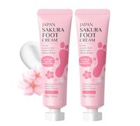 Lot de 2 crèmes hydratantes pour les pieds à la fleur de cerisier pour les peaux sèches et craquelées à l'aloe vera nourrissant les pieds et les mains rugueux, non gras, absorption rapide pour tous