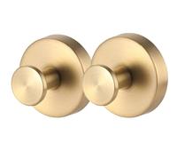 Lot de 2 crochets à ventouse en acier inoxydable pour porte-serviettes sans perçage, pour salle de bain et cuisine, force de maintien de 6,8 kg, amovibles pour surfaces en verre et carrelage.(Gold)