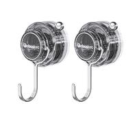 Lot de 2 crochets à ventouse multifonction avec clip pour la maison, la salle de bain, la fenêtre, les designs transparents, supports à clip antirouille