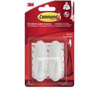 3M Crochet adhésif Ovale moyen – Pointe plastique, Supporte 1,3 kg, Blanc (Lot de 2)