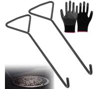 Lot de 2 crochets de 25 cm pour couvercle d'égout avec gants, couvercle de regard avec poignée triangulaire, lève-couvercle de regard et crochets pour couvercle d'égout, portes de volets roulants