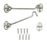 Lot de 2 crochets de cabine, loquets à œil et boulons pour serrures de porte, verrou de fenêtre en acier inoxydable pour porte, porte de garage, fenêtre, porte de grange - 15 cm - Argenté