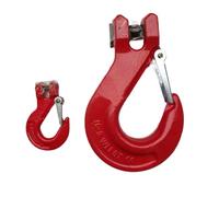Lot de 2 crochets de grue en acier allié forgé de 12,5 tonnes, crochet en corne de mouton G80 peint avec loquet, matériel de bateau forgé de qualité industrielle(8T)