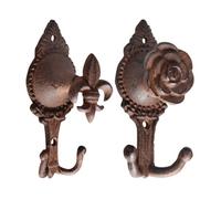 Lot de 2 crochets de porte en fonte motif fleurs