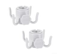 Lot de 2 crochets de suspension à 4 griffes pour plage, terrasse, jardin, parasol, bleu - Support à vis en plastique ABS robuste pour poteaux de 22 à 32 mm avec filetage rotatif pour la stabilité de