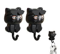 Lot De 2 Crochets En Forme De Chat Mignon, Crochet À Gravité Sans Perforation, Porte-clés En Forme De Chat De Lunettes De Soleil De Dessin Animé, Crochets Muraux Adhésifs Robustes, Crochet À Clé