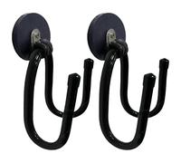 Lot de 2 crochets magnétiques de garage très résistants, crochets de rangement magnétiques utilitaires, cintre de garage et organisateur pour organiser les outils électriques, râteau, cordes, filet