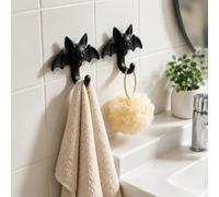Lot de 2 crochets muraux en forme de chauve-souris d'Halloween imprimés en | Pour salle de bain, entrée, rangement mural, décoration d'intérieur, support adhésif porteur, profil de cintre incurvé