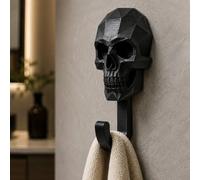 Lot de 2 crochets muraux en forme de tête de mort avec motif squelette gothique, cintre décoratif pour serviette et manteau pour salle de bain, entrée, porte de chambre, rangement de clés et
