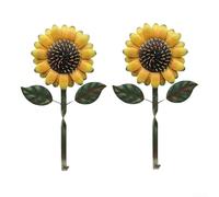 Lot de 2 crochets muraux en métal avec motif tournesol vintage pour la maison et le jardin, crochets de suspension muraux pour cuisine, entrée, salle de bain et utilisation en extérieur (jaune)