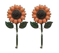 Lot de 2 crochets muraux en métal avec motif tournesol vintage pour la maison et le jardin, crochets de suspension muraux pour cuisine, entrée, salle de bain et utilisation en extérieur (orange)