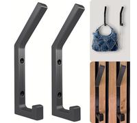 Lot de 2 crochets muraux solides pour panneaux acoustiques et murs - Hauteur 16 cm - Crochet porte-manteau noir pour espacement des lamelles de 13 mm des panneaux muraux - Patères imprimées en 3D