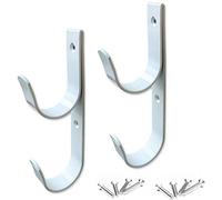 Lot de 2 crochets pour bâtons de piscine en aluminium blanc avec vis - Parfait pour la piscine, les bâtons télescopiques, les skimmers, les brosses et le tuyau d'aspiration,etc.