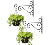 Lot de 2 crochets pour paniers suspendus 25 cm - acier noir anti-rouille, support triangulaire