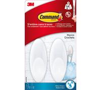 Lot de 2 crochets résistant à l'eau Glacé, COMMAND, blanc 1.3 kg